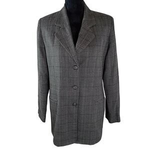 MANDEE Women's Heavy Winter Coat Large Polyester Rayon Grey Plaid